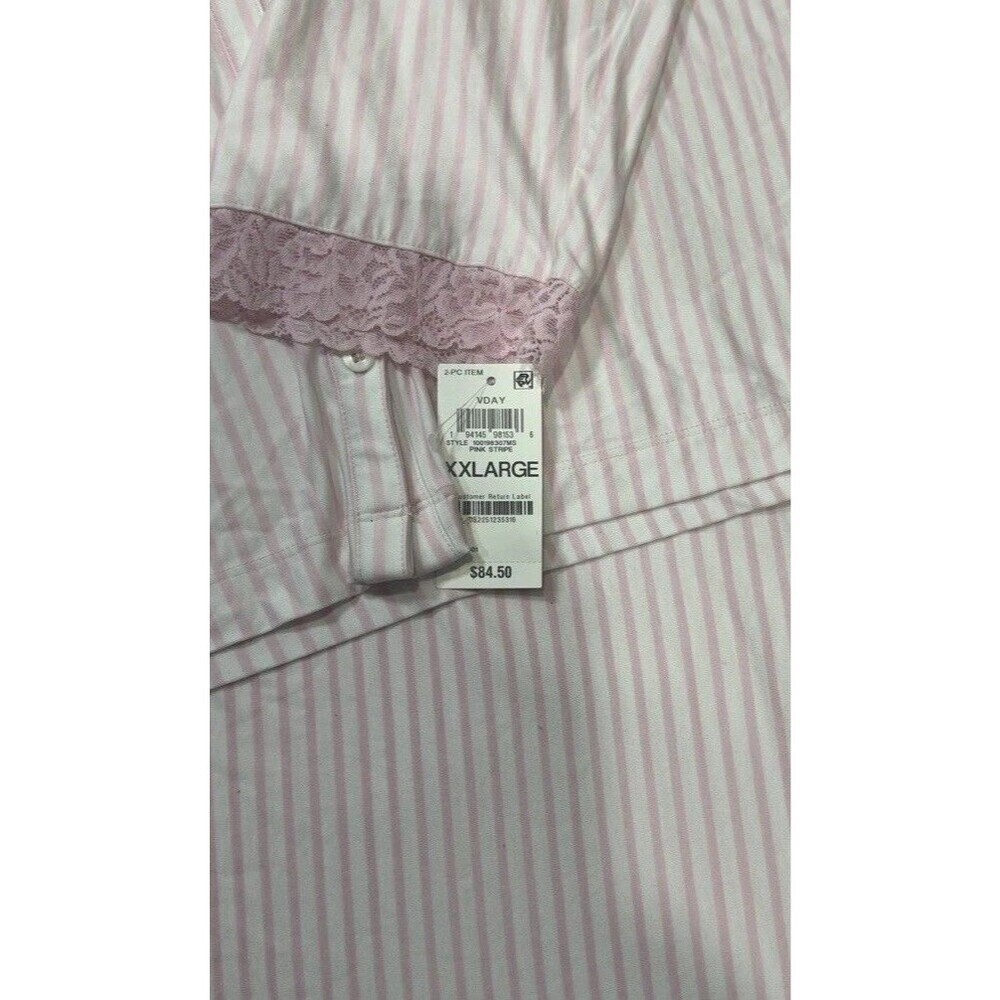 State of Day Macy’s Pink Stripe Pajama Set Lace Trim Modal Tencel 2-Piece XXL - Picture 4 of 5